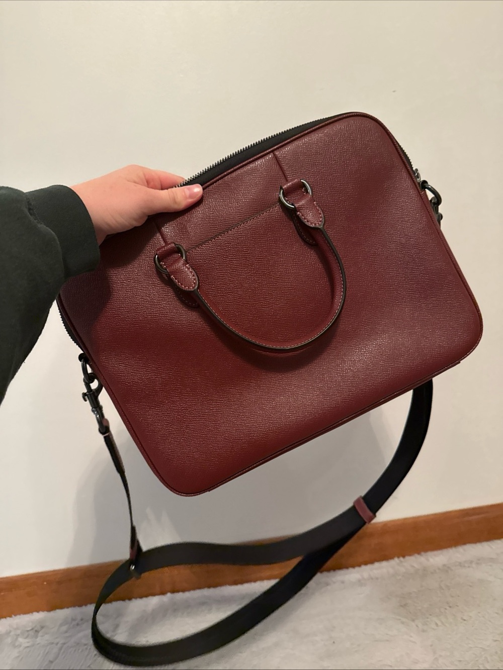 Coach Leather Laptop Briefcase in Burgundy